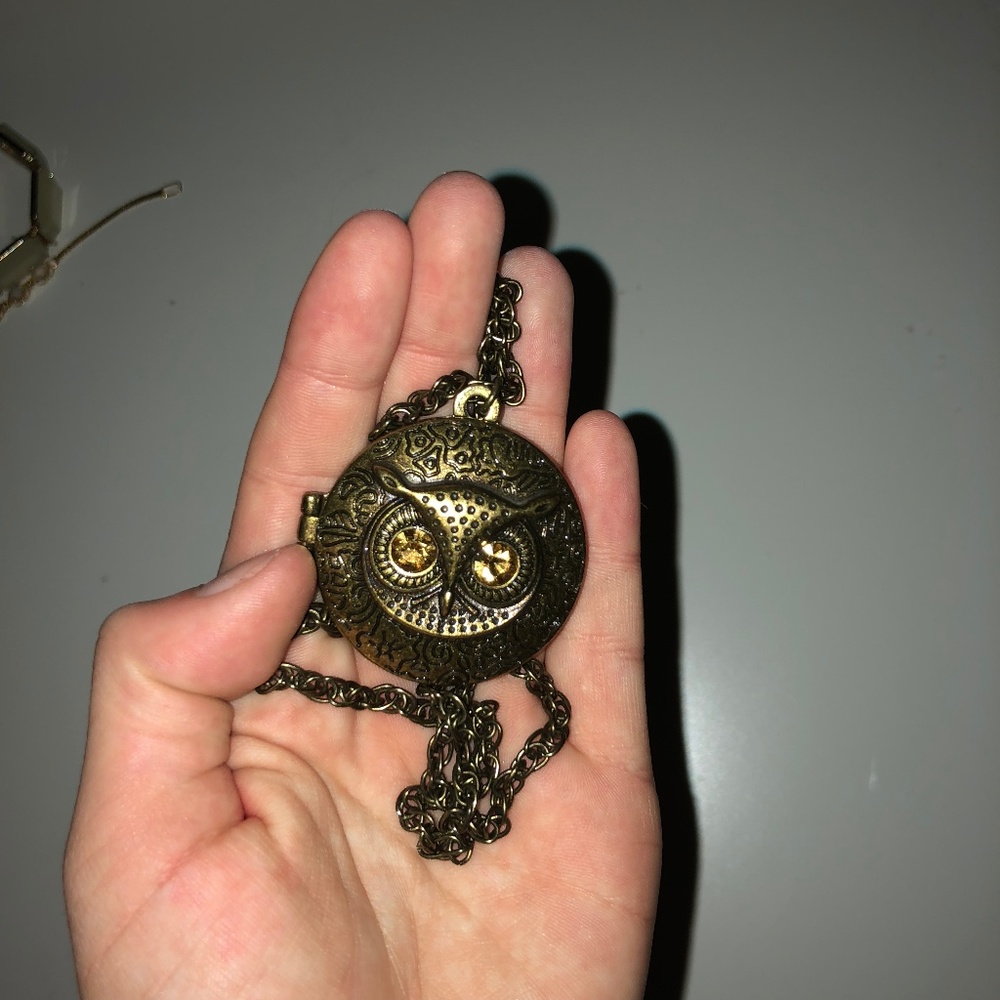 LONG OWL LOCKET NECKLACE